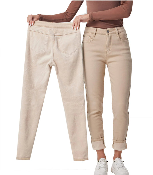 zsangbee Womens Thermal Jeans Fleece Lined Jeans Winter Skinny Jeans Warm Denim Pants