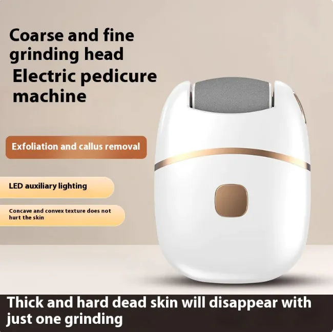 Automatic Electric Foot Grinder Pedicure Device – Rechargeable Callus Remover with Pumice Stone (White)