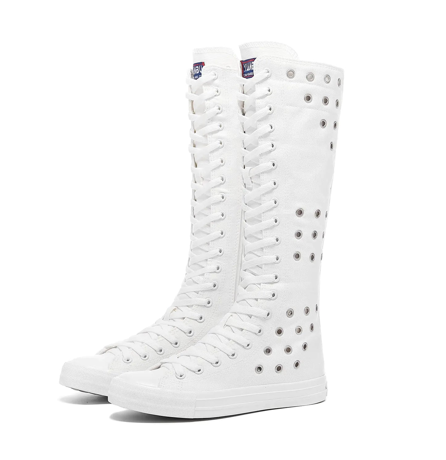 Momuk Girls Women Stylish Canvas Knee High Boots Causal Sneakers School Shoes Size 10 B(M) US White