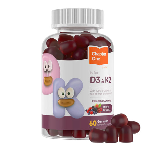 Zahler Chapter One Vitamin D3 K2 Gummies Contains 1000IU of Vitamin D3 and 45MCG of Vitamin K2 D3 & K2 Gummy Supplement Kosher 60 Gummies