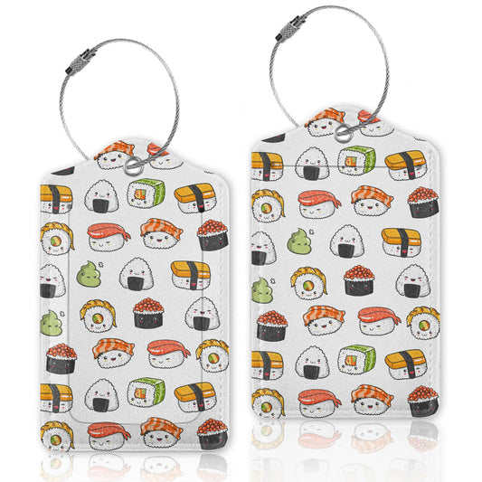 2 Pcs Luggage Tags for SuitcasesJapaness Sushi Leather Baggage Tags Identifiers for TravelPrivacy Protection Travel Bag Labels Suitcase Tags for Women Men