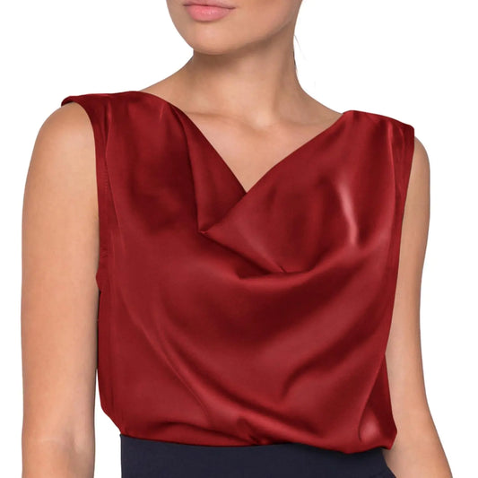 LUXVEER Sleeveless Tank Tops for Women Summer Clothes Trendy Silk Satin Blouses Red