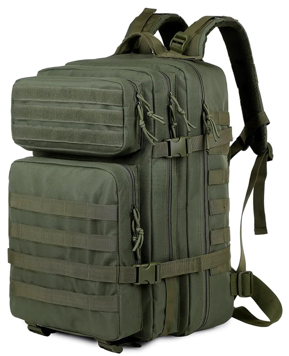 ORILOOSEN 48L 3-day Tactical backpack heavy duty zipper,Hiking Camping Hunting Climbing backpack Nylon canvas backpack Outdoor backpack (army green)