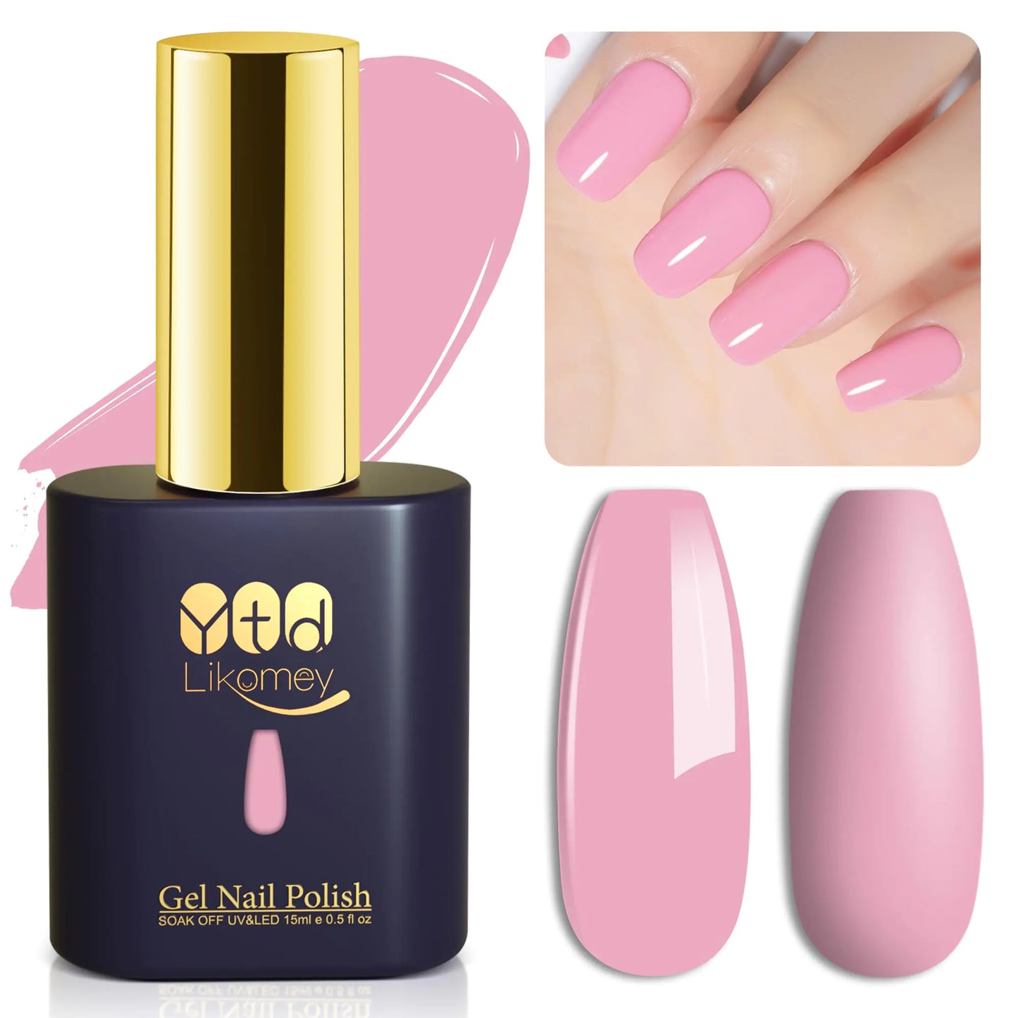 YTD Likomey Gel Nail Polish15ml Light Pink Soak Off UV Nails GelSalon Home DIY Nail Art Manicure and Pedicure Gel Varnish Valentines Day GiftCS445