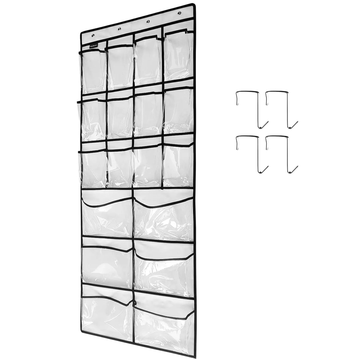 TidyMaster Extra Large Hanging Crystal Clear Over Door Shoe Organizers Closet Shoe Organizer Shoe Rack Organizer Shoe Storage 12+6Pockets 4Hooks white (59"x 21.6")