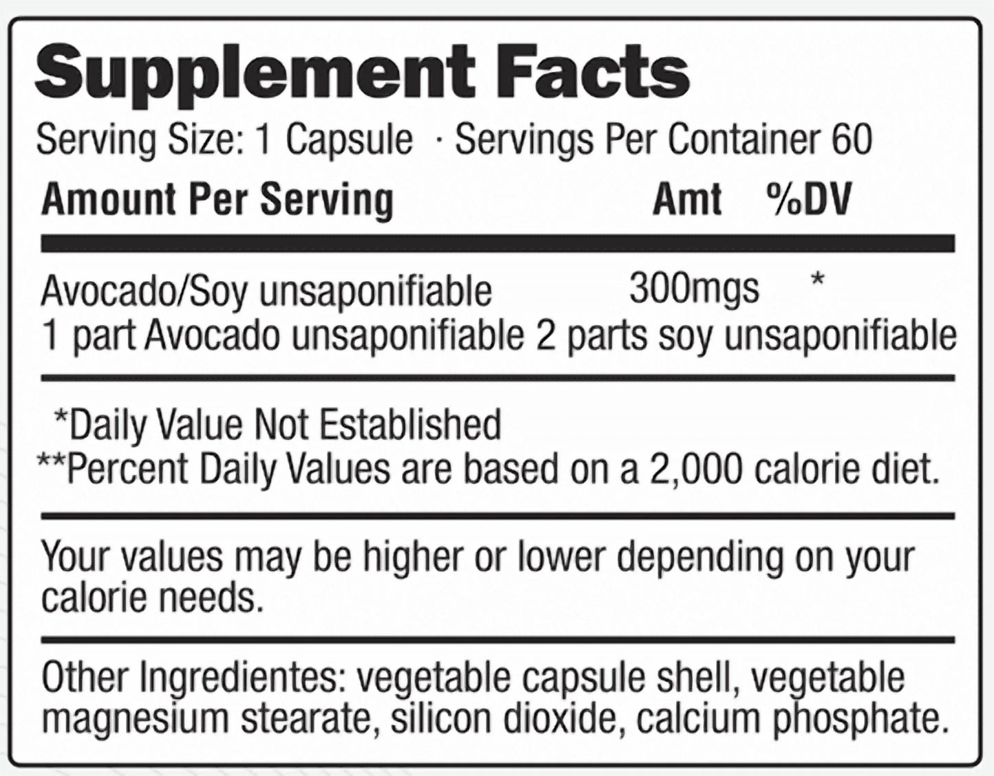 , Joint Nutrition Backed by Science, Avocado Soy Unsaponifiable, 300Mg, 60 Day Supply, Bone Strength Supplements, Joint Supplements