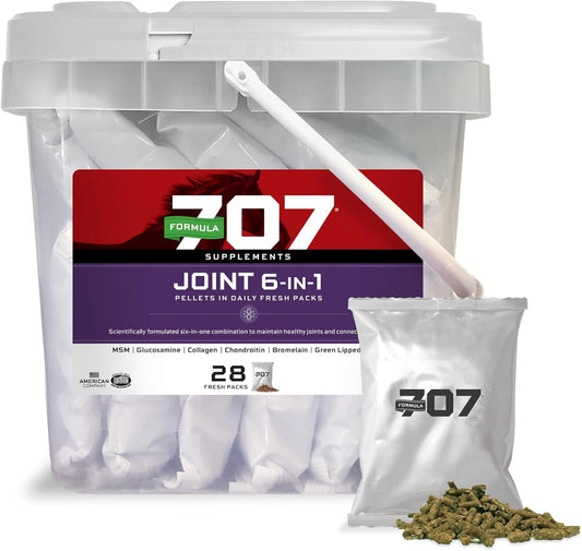 Joint 6In1 Equine Supplement, Daily Fresh Packs – Support for Joint Integrity and Inflammatory Response in Horses – Green-Lipped Mussel, MSM, Glucosamine, Chondroitin & Collagen
