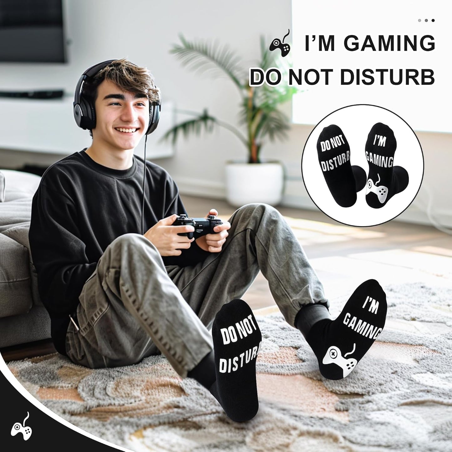 Do Not Disturb I'M Gaming Socks,Funny Sock Gifts for Men Teenboys Husband Dad Women,Christmas Stocking Stuffers Gift