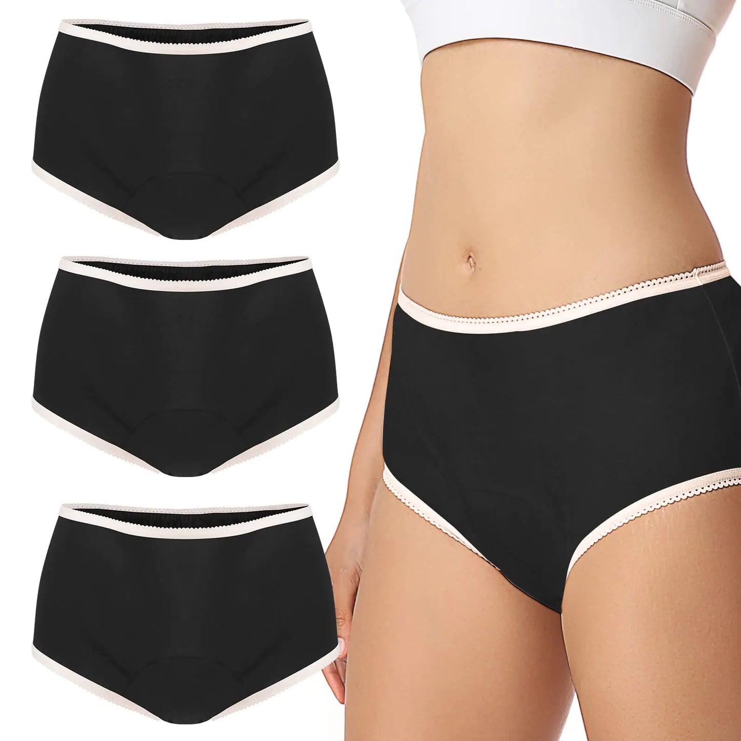 Incontinence Underwear for Women Washable 3 Pack Women’s Incontinence Briefs Leak Proof Underwear for Women Incontinence Panties Leak Protection High Absorbency Bladder Control Underwear for Women