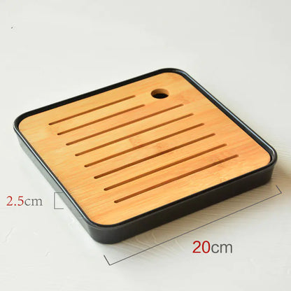 Bamboo Melamine Tea Tray for Japanese Kung Fu Tea Set
