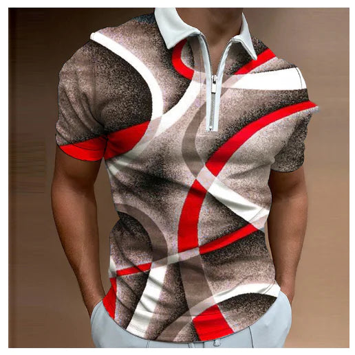 3D Digital Print Summer Polo Shirt for Men