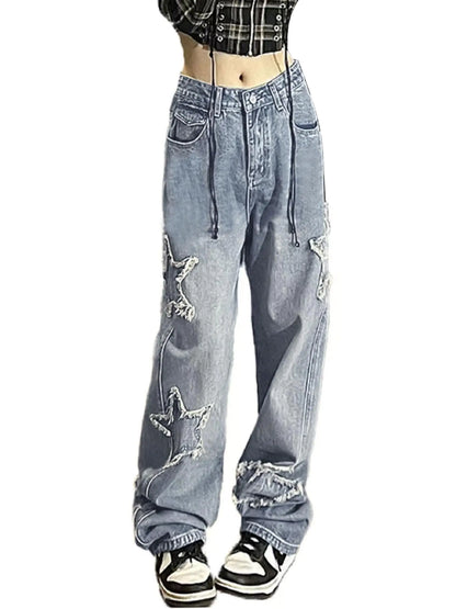 Baggy Jeans for Women Star Jeans Y2k Jeans Baggy Cargo Jeans Womens Cargo Pants High Waisted Cargo Pants Women Cute Jeans for Teens
