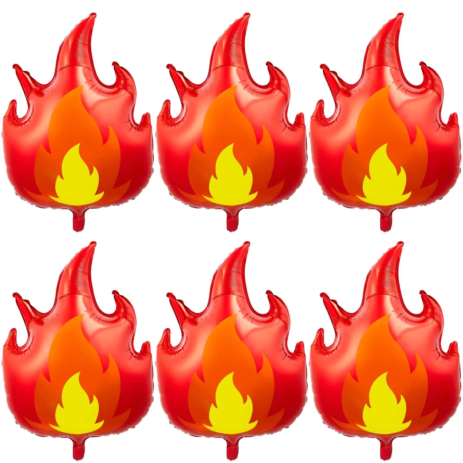6 Pcs Fire Truck Birthday Party Supplies 32 Inch Fire Balloons Large Flame Balloons Firefighter Aluminum Foil Fire Decorations Curve Foil Party Favors Fireman Theme Party Balloons Yellow Red