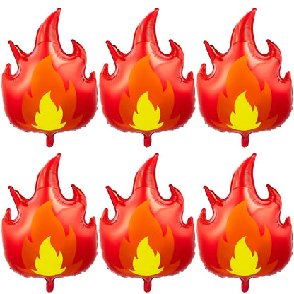 6 Pcs Fire Truck Birthday Party Supplies 32 Inch Fire Balloons Large Flame Balloons Firefighter Aluminum Foil Fire Decorations Curve Foil Party Favors Fireman Theme Party Balloons Yellow Red
