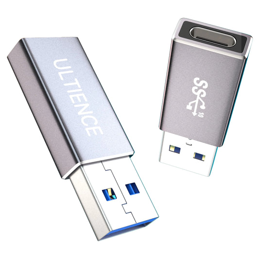 [10Gbps on Both Sides] Upgraded USB A to USB C Adapter 2-Pack USB Male to USB C Female Adapter 60W Type C Port to USB 3.2 Converter Compatible with Apple/iPhone/Car/Samsung