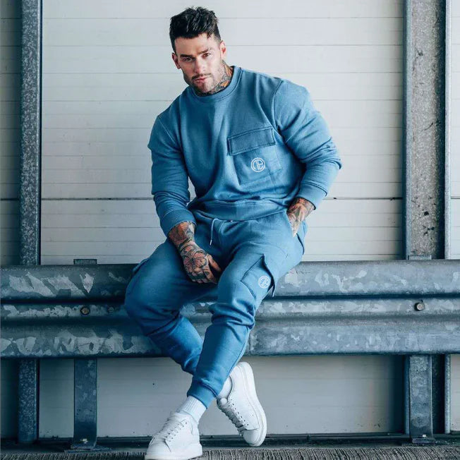 Men's Cotton Casual Hoodie Tracksuit for Autumn Fitness
