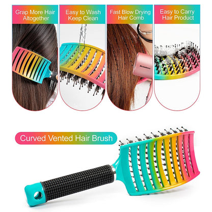 1pc Magic Scalp Massage Hair Brush for Women - Professional Detangling Tool for Wet Curly Hair - Hairdressing Tool, Detangling Brush, Ergonomic Handle, Durable Bristles, Salon Professionals, Styling Accessory, Sleek Design, S