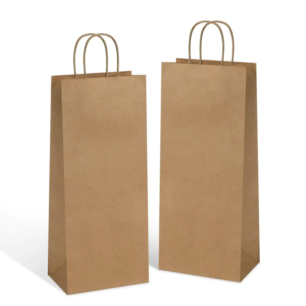 Poever Kraft Paper Wine Bags with Handles 5.25x3.25x13 inch for Whiskey Spirits Bottles 25PCS Bluk Brown Gift Bags Shopping Bags Party Bags Retails Bags Wrapping Bags
