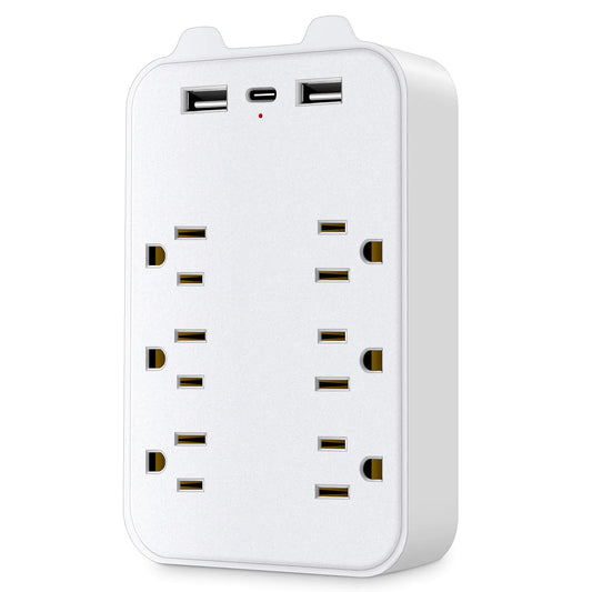 USB Wall Mount with 2 USB Ports and 6AC Socket Plug