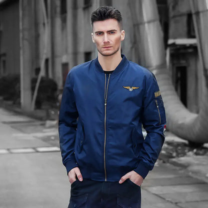 Men's Casual Stand Collar Jacket, Pilot Jacket