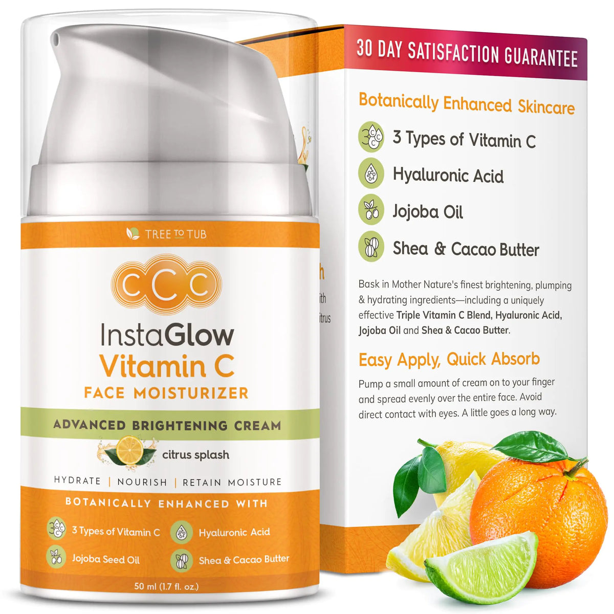 Tree To Tub Vitamin C Face Cream - Triple Action Vitamin C Moisturizer for Face Face Moisturizer for Women Day and Night Vitamin C Cream for Face