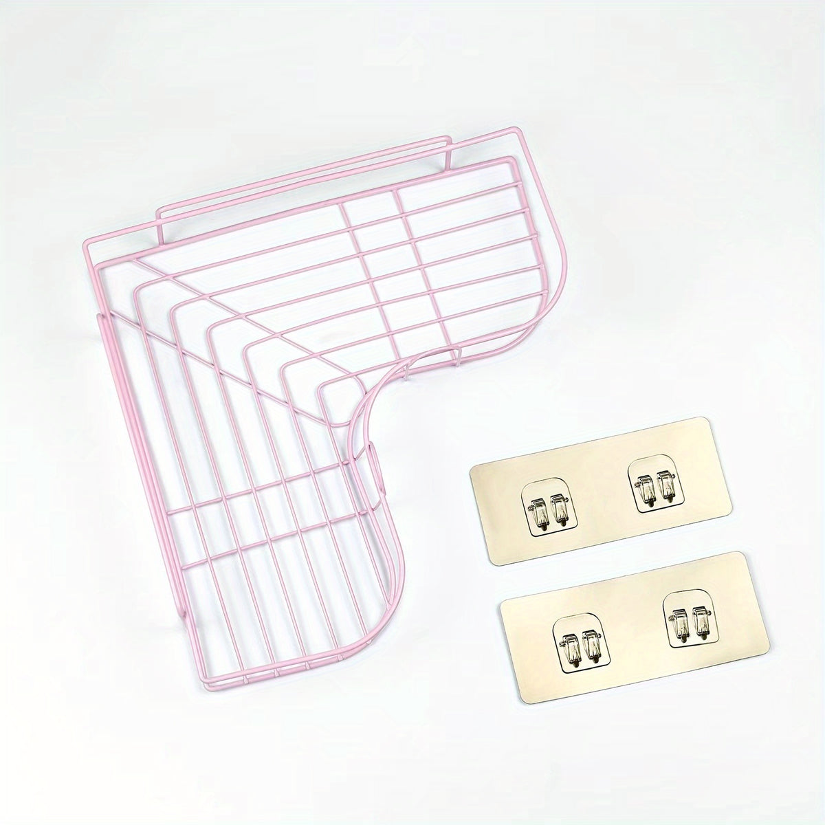 [Cast Iron Shower Shelf] 1pc Cast Iron Corner Shower Shelf - No-Drill Wall Mounted Black Wire Mesh Bathroom Storage Rack for Easy Access & Organization, Perfect for Shampoo, Conditioner, and Soap, Bathroom Storage Solution |