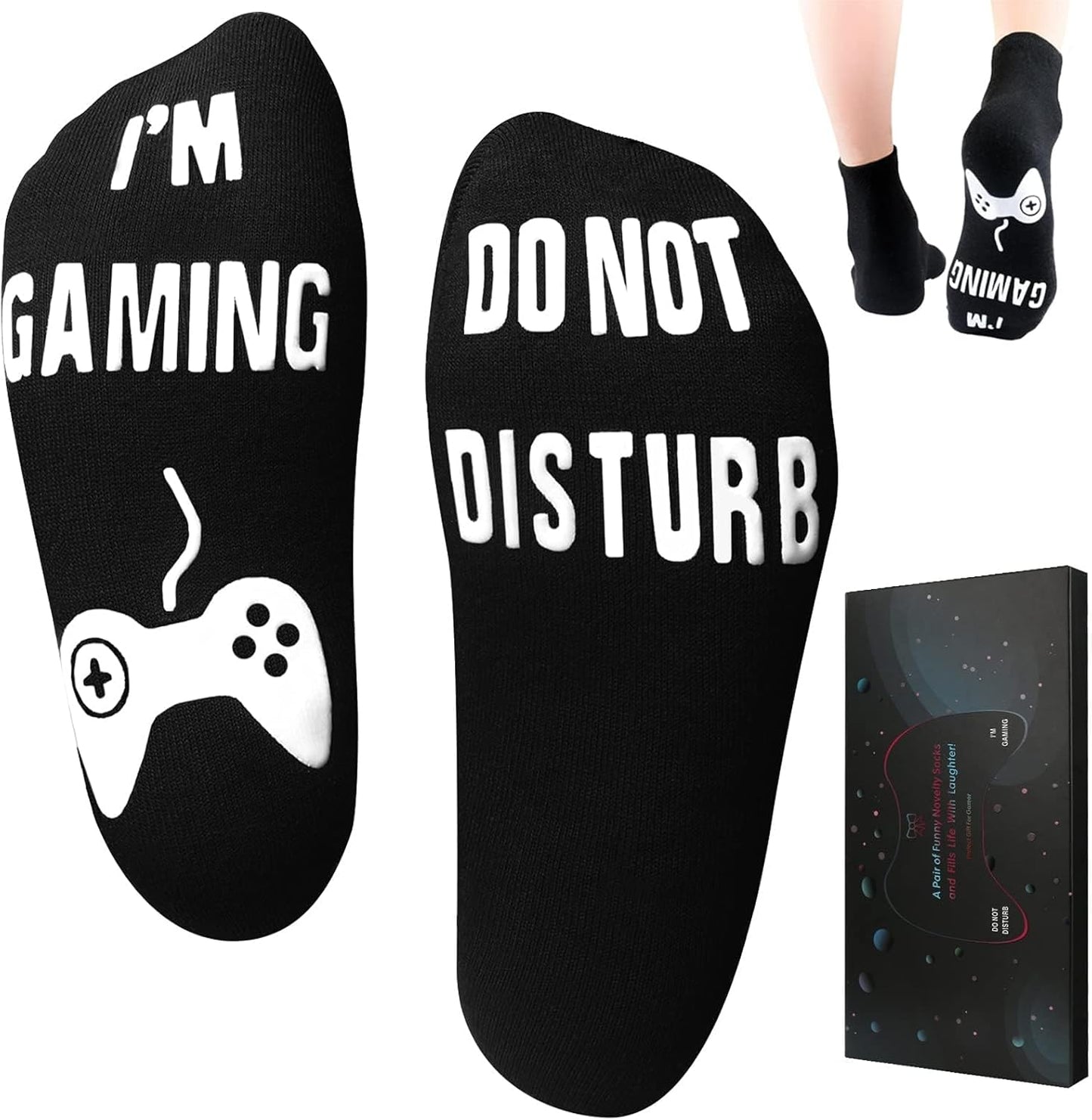 Do Not Disturb I'M Gaming Socks,Funny Sock Gifts for Men Teenboys Husband Dad Women,Christmas Stocking Stuffers Gift