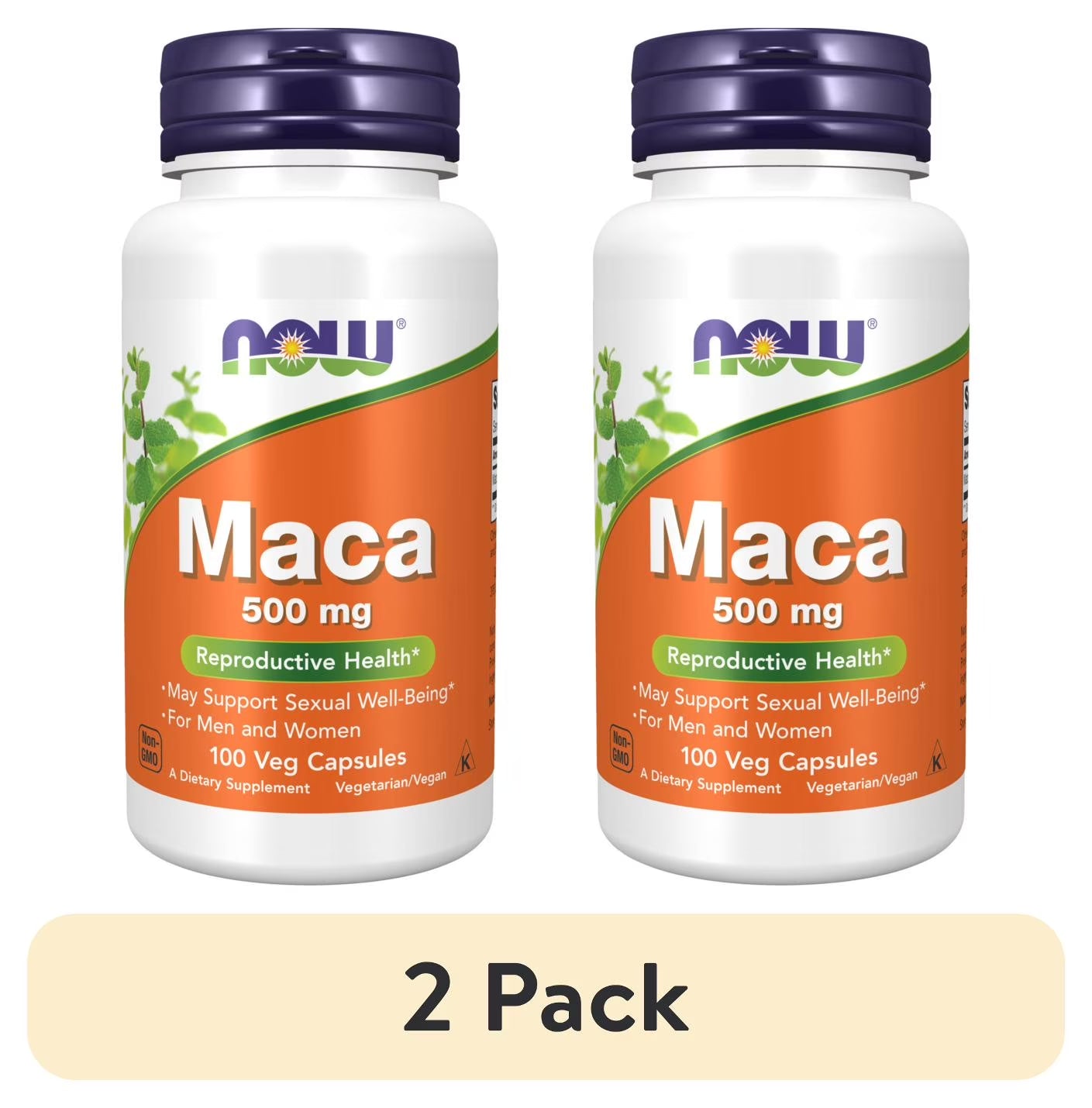 (2 Pack)  Supplements, Maca (Lepidium Meyenii) 500 Mg, for Men and Women, Reproductive Health*, 100 Veg Capsules