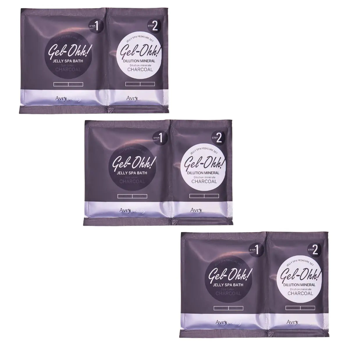 AvryBeauty Gel-Ohh Jelly Spa Bath 3 Pack Charcoal Infused Ginger and Lemongrass Scented Pedicure Salon Services Jelly Pedicure Pedi Heat & Aroma Therapy