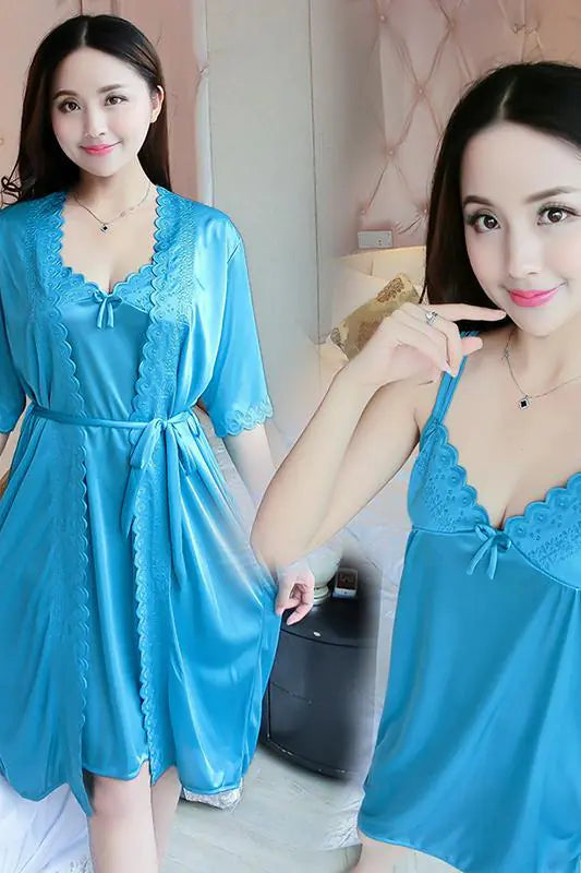 Women's Ice Silk Sexy Two-Piece Nightwear Set