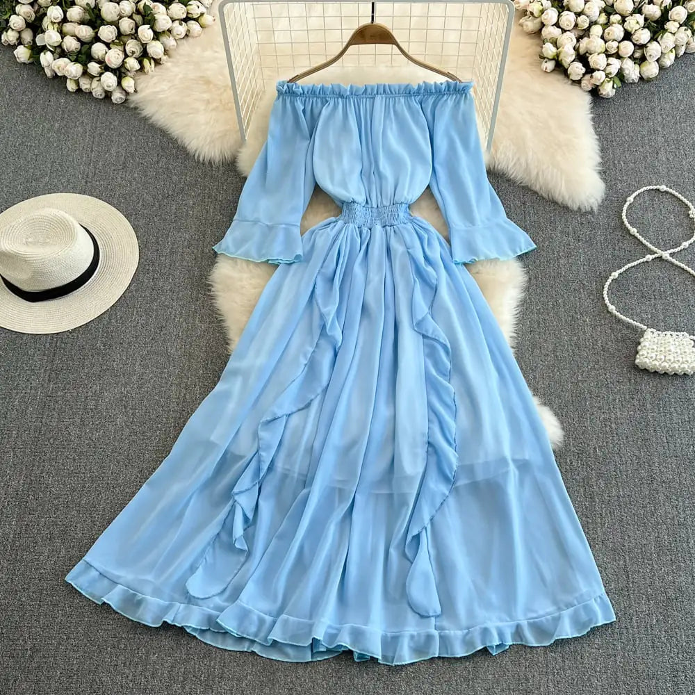 Ruffled Chiffon Dress for Women - Casual Elegance