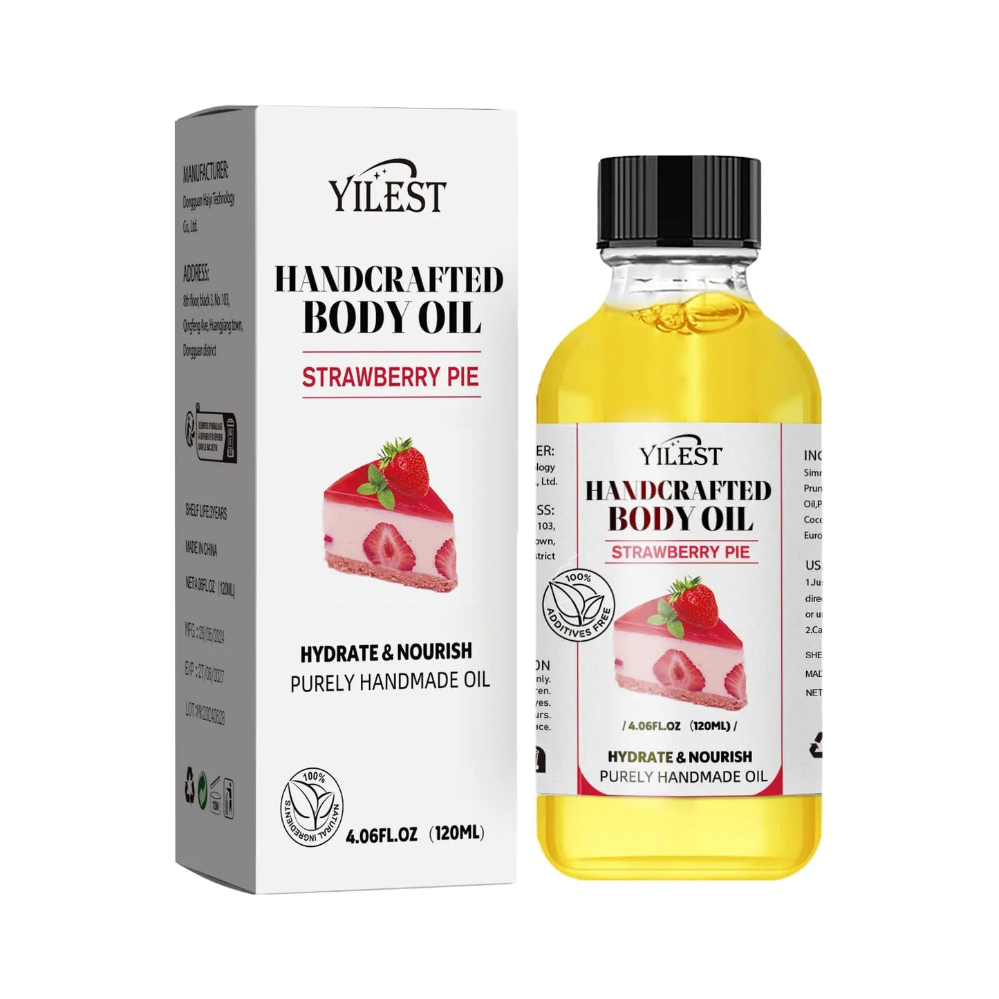 Coconut Cream Pie Body Oil Handcrafted Body Oil Coconut Cream Pie Handcrafted Coconut Cream Pie Body Oil Hand Crafted Body Oil for All Skin Types (4 FL.OZ Strawberry)
