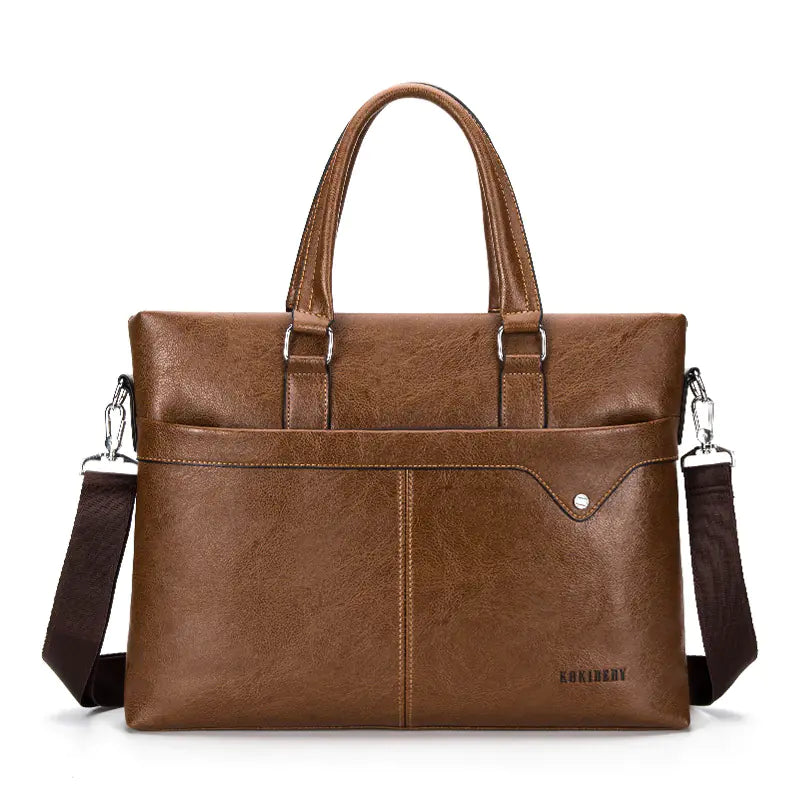 Men's Horizontal Leather Briefcase Handbag