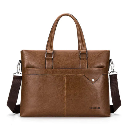 Men's Horizontal Leather Briefcase Handbag