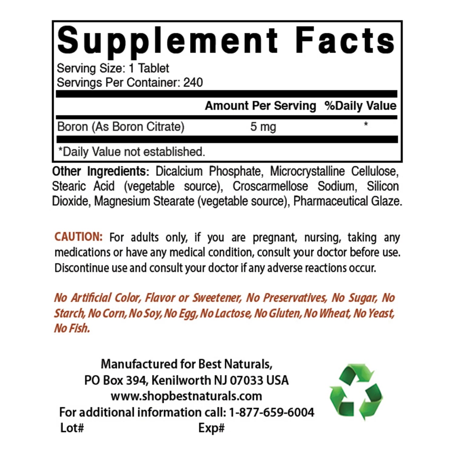 3 Pack  Boron 5 Mg 240 Tablets | Boron Supplements Support Healthy Hormonal Balance and Bone Strength