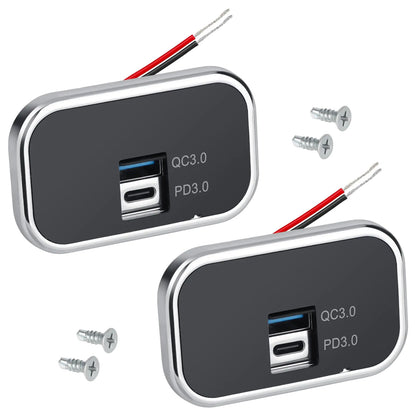 Linkstyle 12V USB Outlet 18W QC3.0 USB-A Port & 18W PD3.0 USB-C Port Charger Socket Outlet Socket Panel for Car Boat