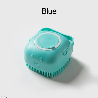 Soft Dog Shampoo Massager Bath Brush with Detachable Head & Soft Bristles - Gentle Pet Grooming Shower Brush for Sensitive Light Beige, Easy-Clean Design, Multi-Color Options (Pink, Blue, Yellow, Green, Turquoise) - Bath Time