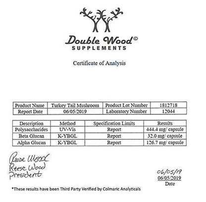 Double Wood Supplements Turkey Tail Mushroom 120 Capsules