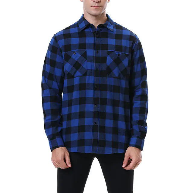 Vintage Plaid Shirt for Men - Long Sleeves Fashion