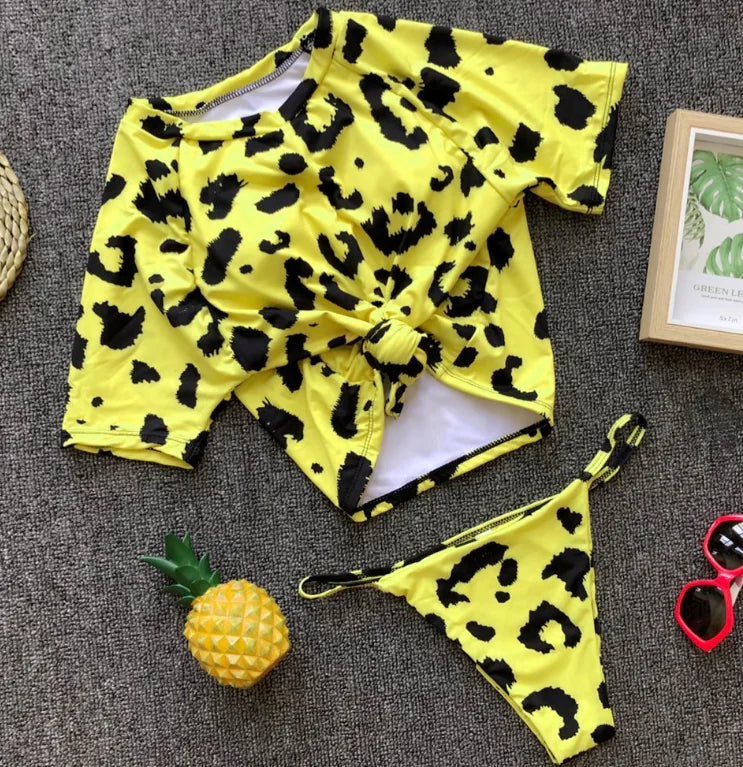 2018 Trending Knot Bikini Set with Half Sleeves