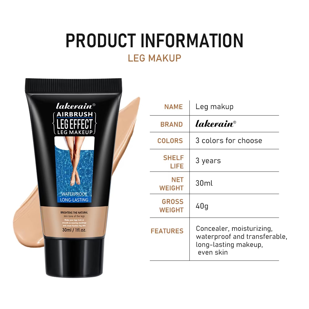 Lakerain Leg Makeup for Even Skin Tone Airbrush Liquid Body Foundation Moisturizing Tanning Skin Care