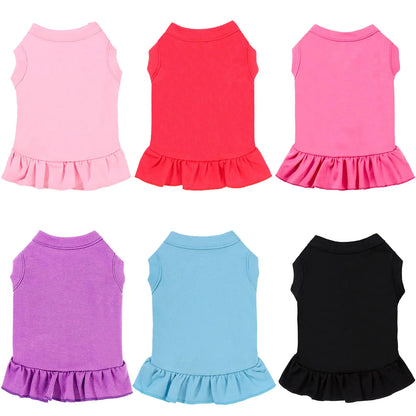 6 Pieces Dog Dresses Dog Shirt Skirt Dog Sleeveless Dress Breathable Pet Shirts with Ruffles Dog Sundress Dog Outfits for Dogs and Cats (Cute Style L Size)