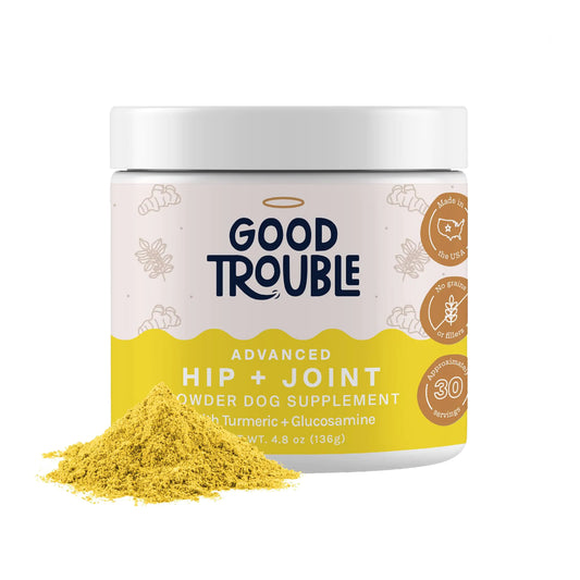 Dog Advanced Hip and Joint Powder by Good Trouble Pets - Joint Supplement for Dogs with Vitamins Supports Healthy Joints and Prevents Arthritis in Dogs Puppy Vitamins and Supplements (4.8 oz Beef)