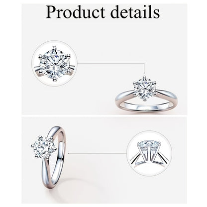 New Women'S One-Carat 925 Silver Moissanite Ring Plated with Tp950.