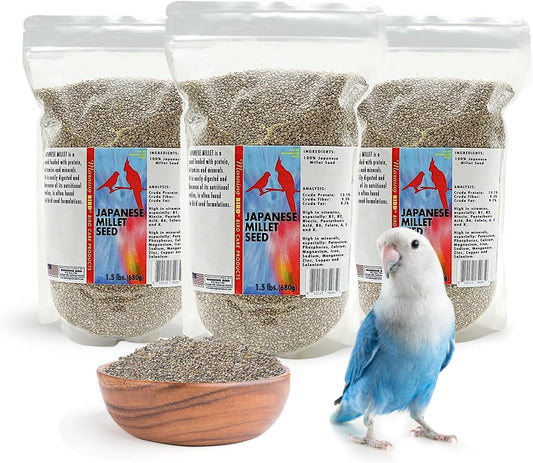 Japanese Millet Seed - Healthy & Nutritious Pet Bird Food to Support Health - Rich in Vitamins and Supplements – Ideal Bird Feed for All Seed Eating Birds 4.5 Lbs (3-Pack, 1.5 Lbs Each)