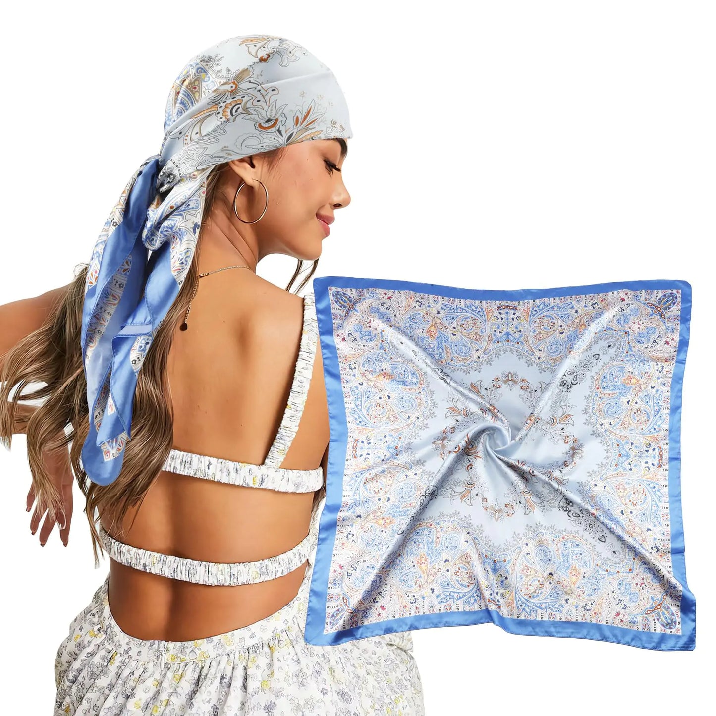 Yetuab Silk Scarf Silk Hair Wrap for Sleeping Scarfs for Women Head Scarf Like Silk Satin Head Wraps for Women Womens Scarves & Wraps Scarf Tops for Women Pirate Headband Women