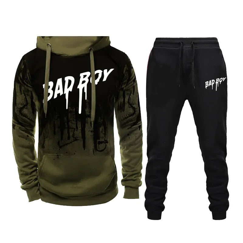 Men's High-Quality Hooded Tracksuit Set for Outdoors