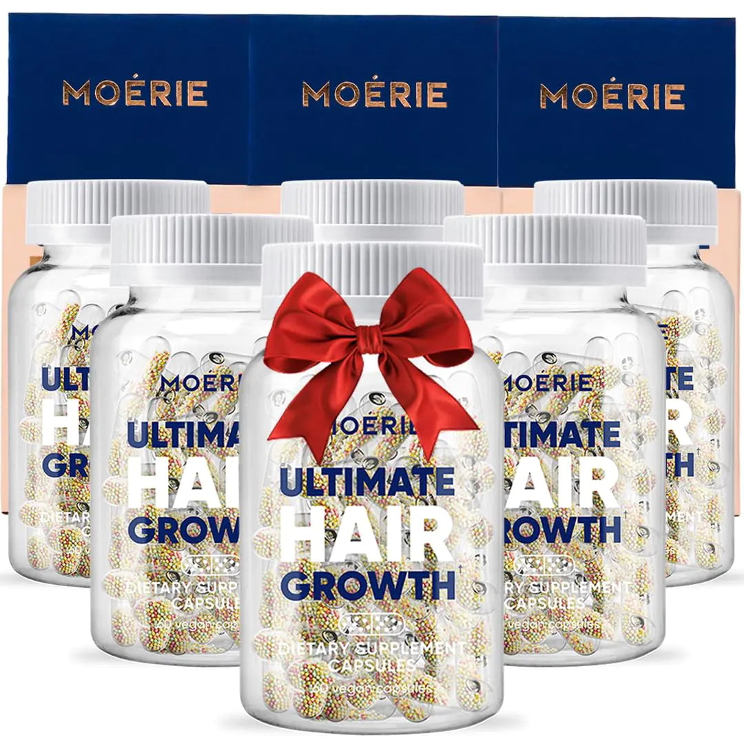 Moerie Hair Growth Supplement for Women & Men - Hair Skin and Nails Vitamins With Biotin Q10 & Minerals - For Thicker Fuller Hair & Hair Loss Treatment - Advanced Beadlet Delivery System - 360 Pills