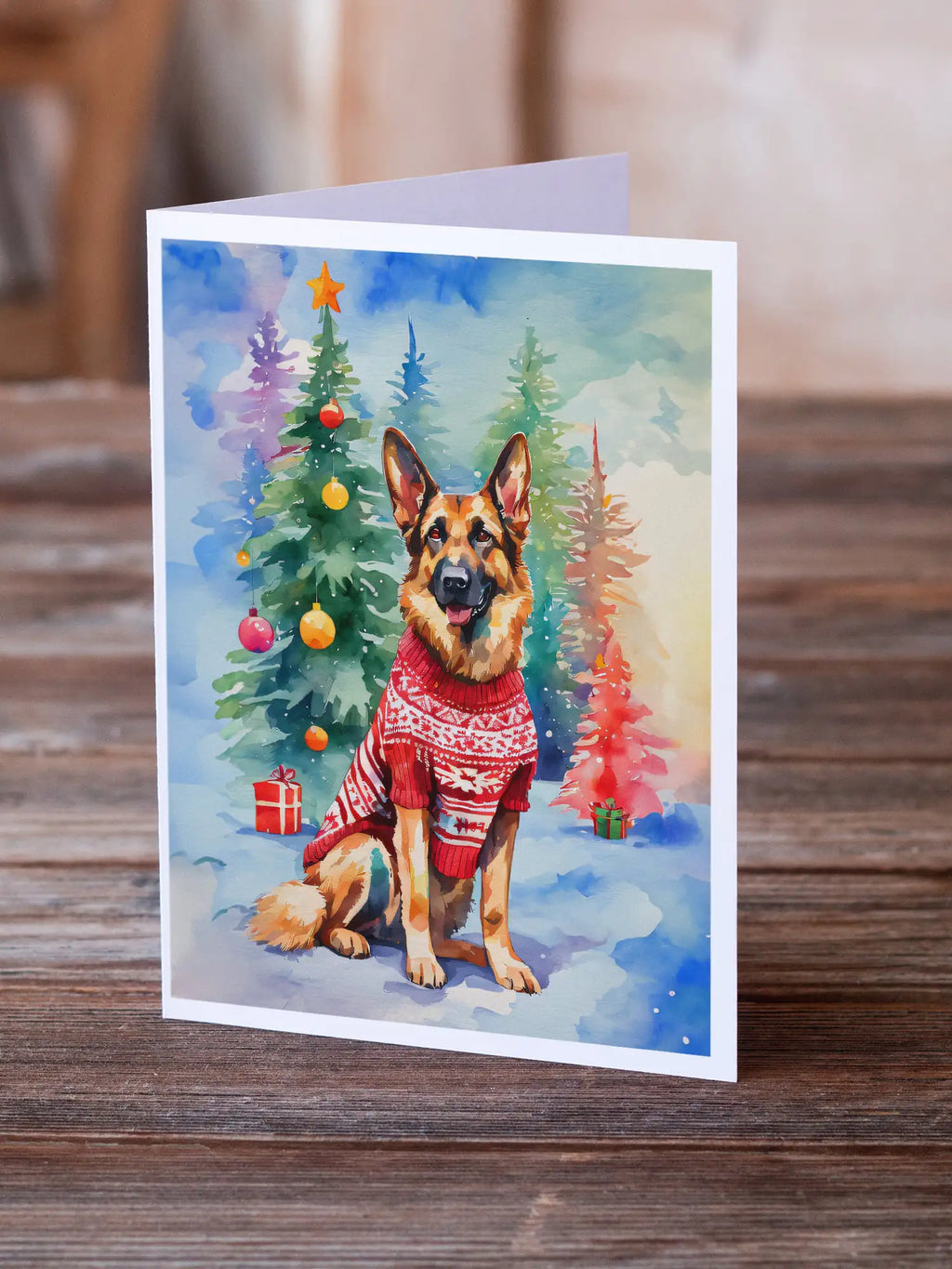 German Shepherd Christmas Greeting Cards Pack of 8