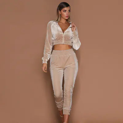 Velvet Women's Tracksuit with Zip Sweatshirt